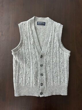 Puritan Light Gray Knit V-Neck Sweater Vest